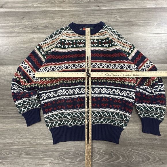 Vintage Grandpa Grunge Sweater Adult Large Fair Isle Geometric 90s EUC Boxy - Picture 3 of 4